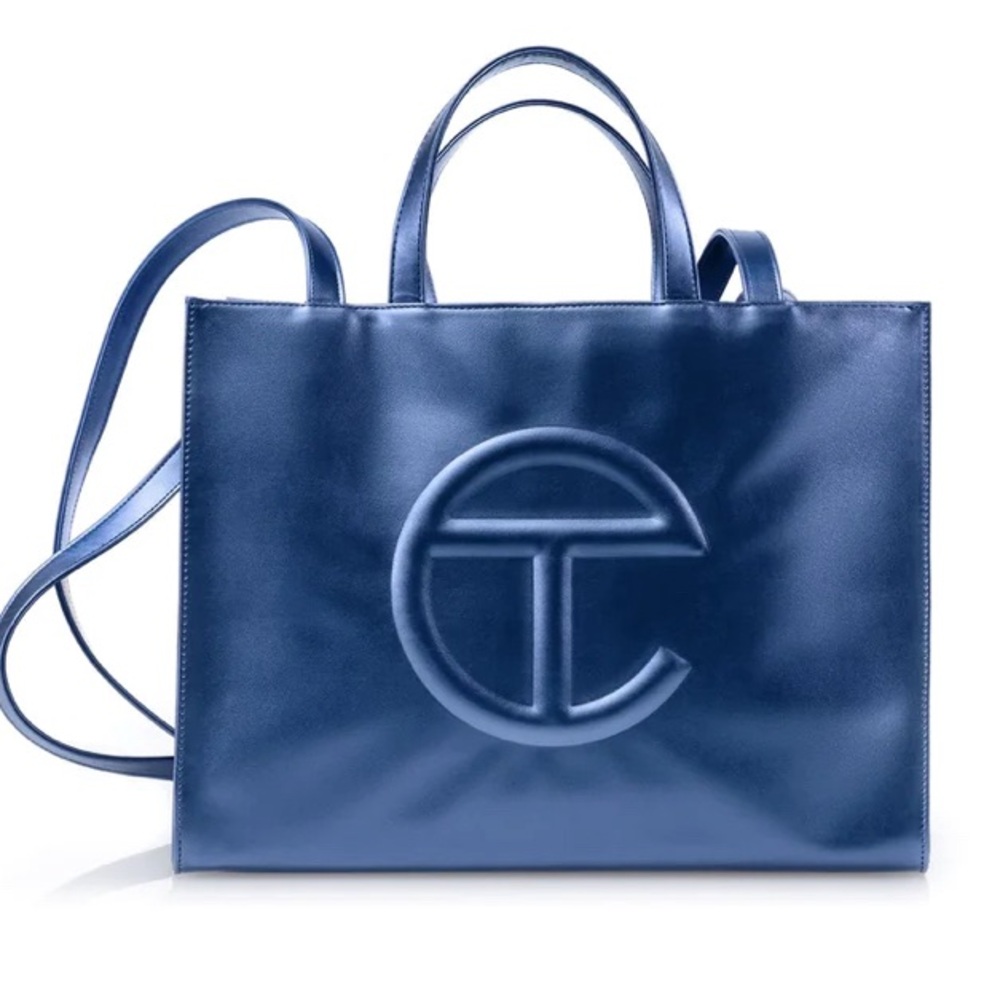 Telfar medium shopping bag tote- metallic cobalt blue: NWOT